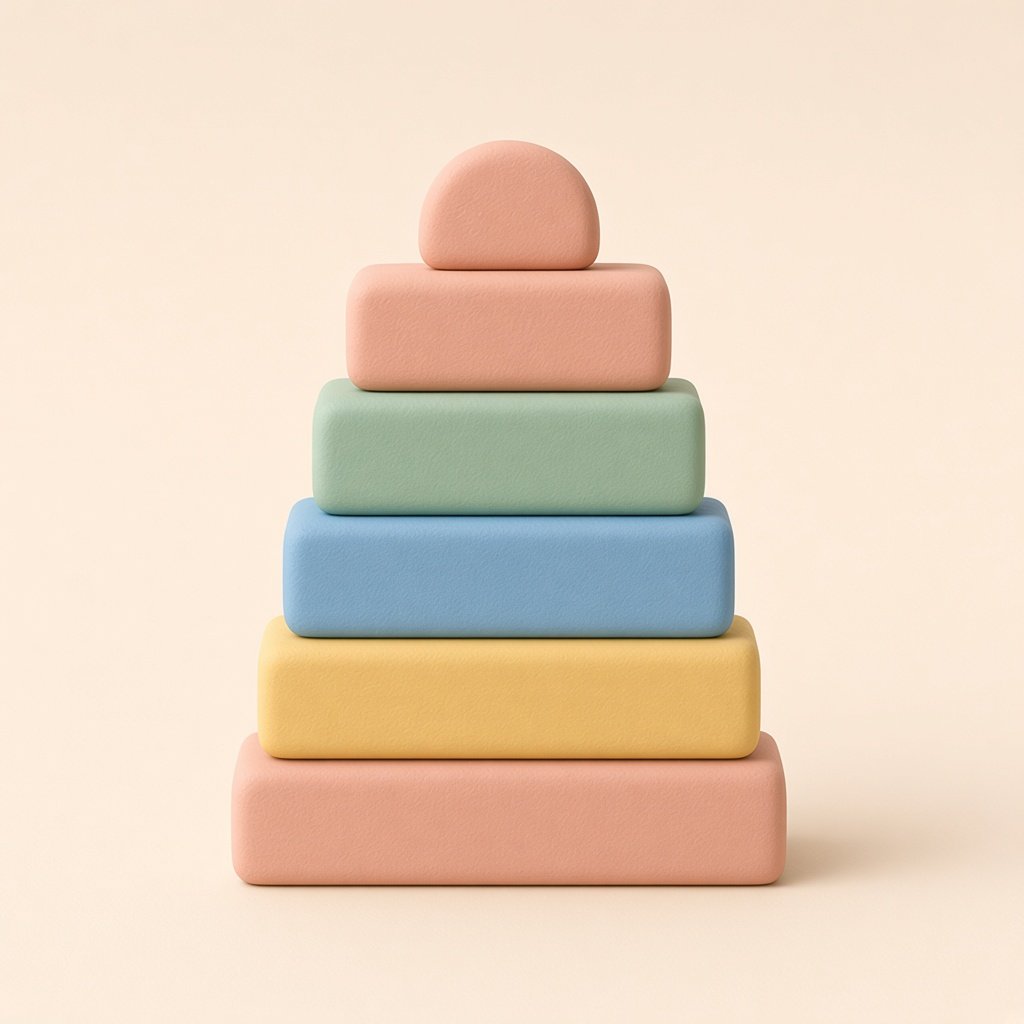 Stepped clay blocks stacked into a single column
