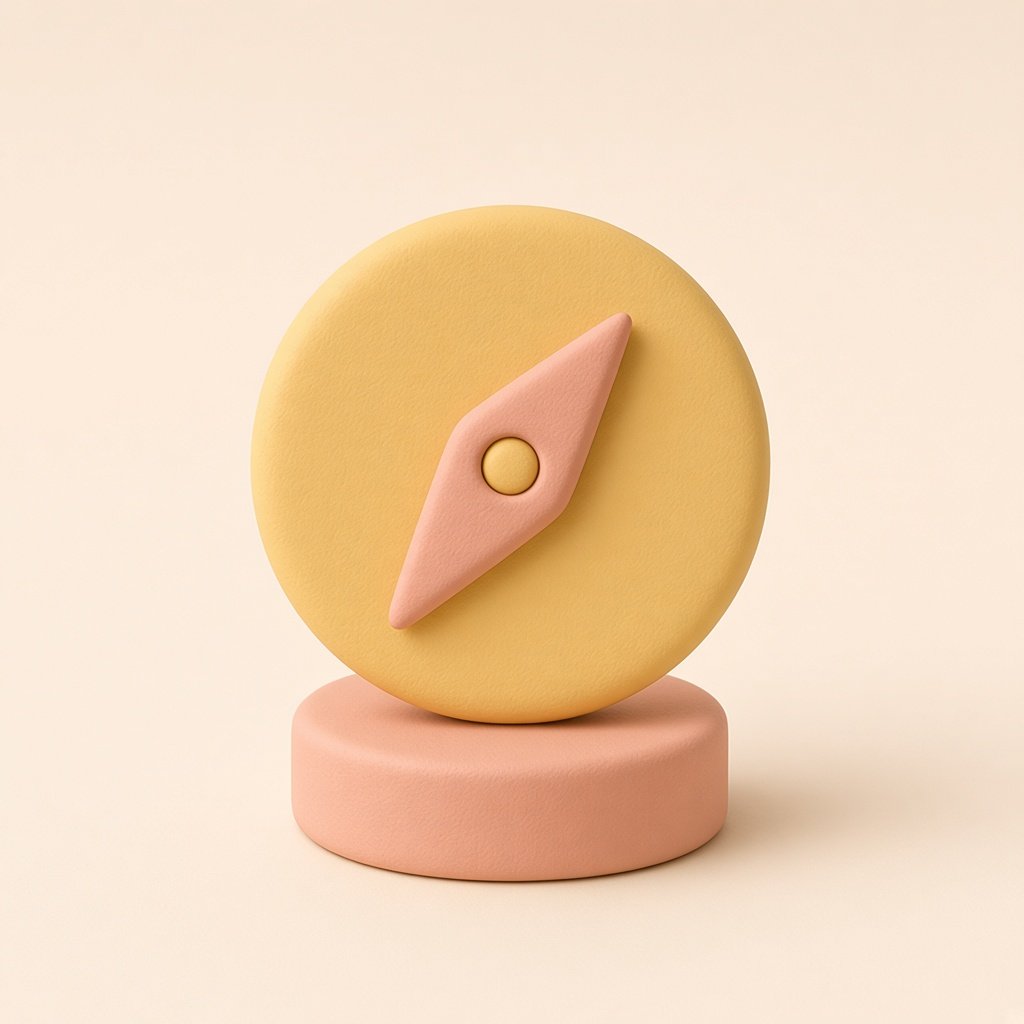 Clay compass on a peach plinth