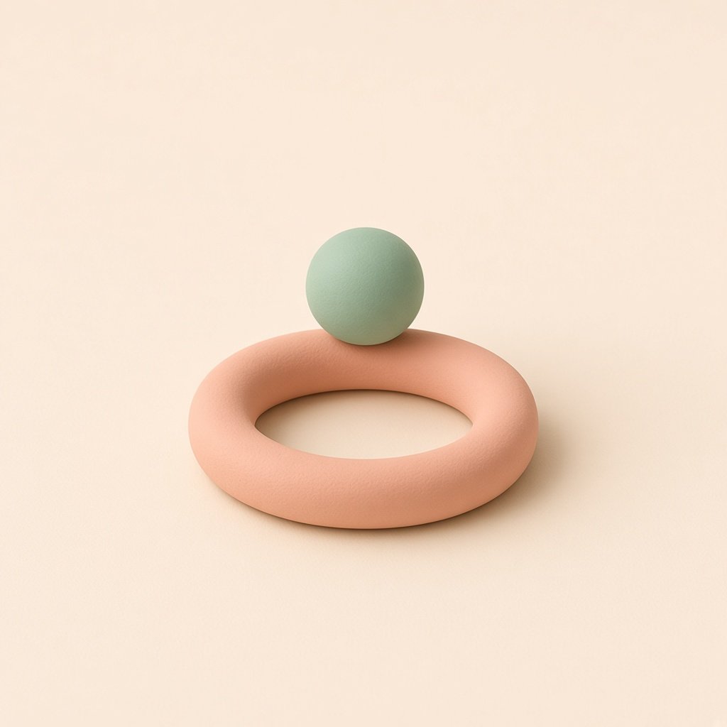 A peach clay ring with a mint bead