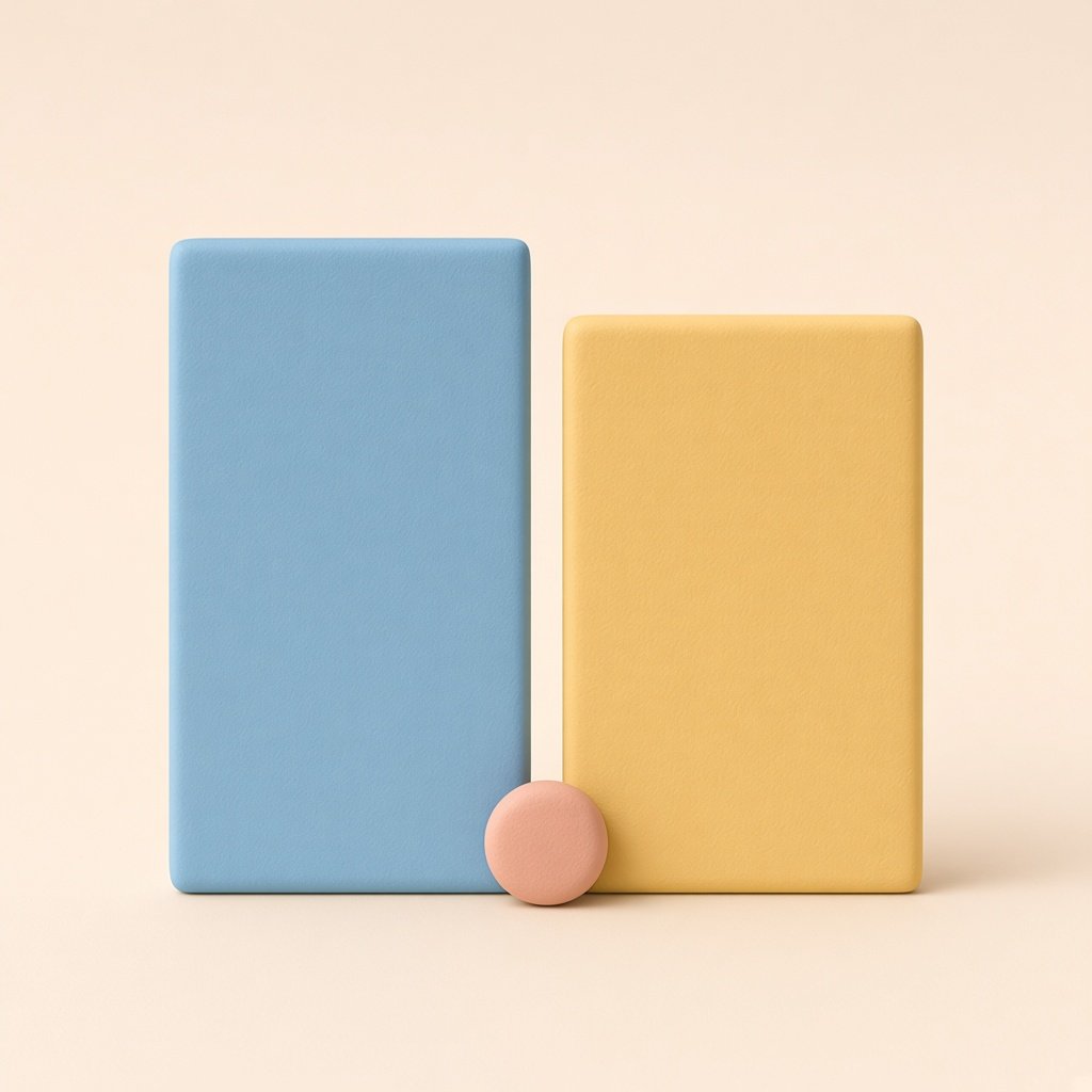 A sky clay tile and a butter clay tile with a blush bead between them