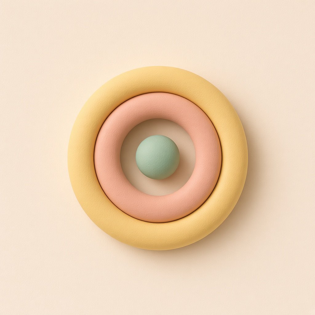 Nested clay rings with a mint bead