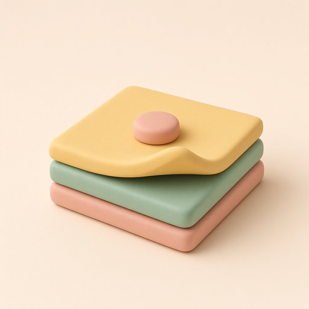 A stack of clay sheets with the top sheet lifted and a coral pin