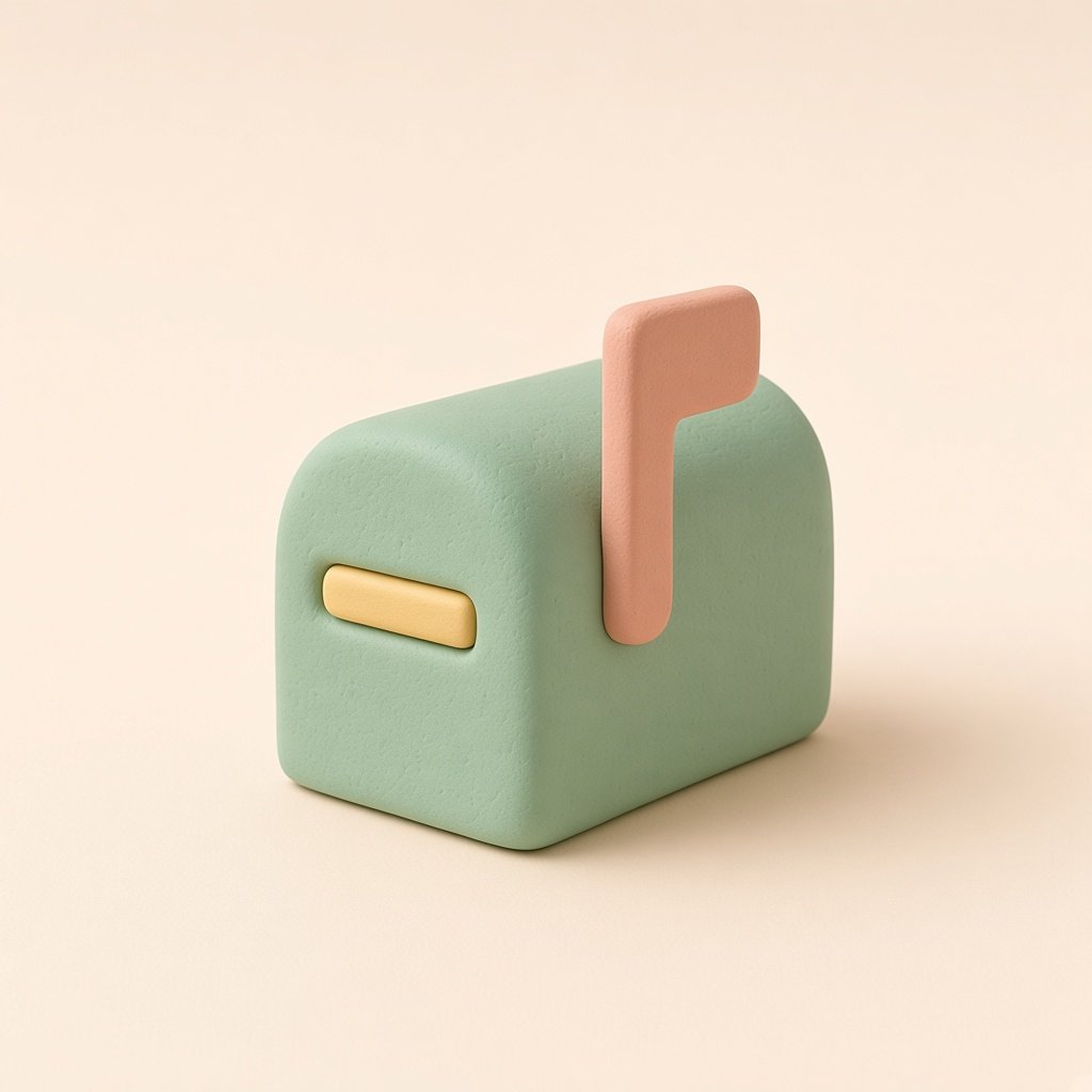 Clay illustration of a mailbox with its flag up