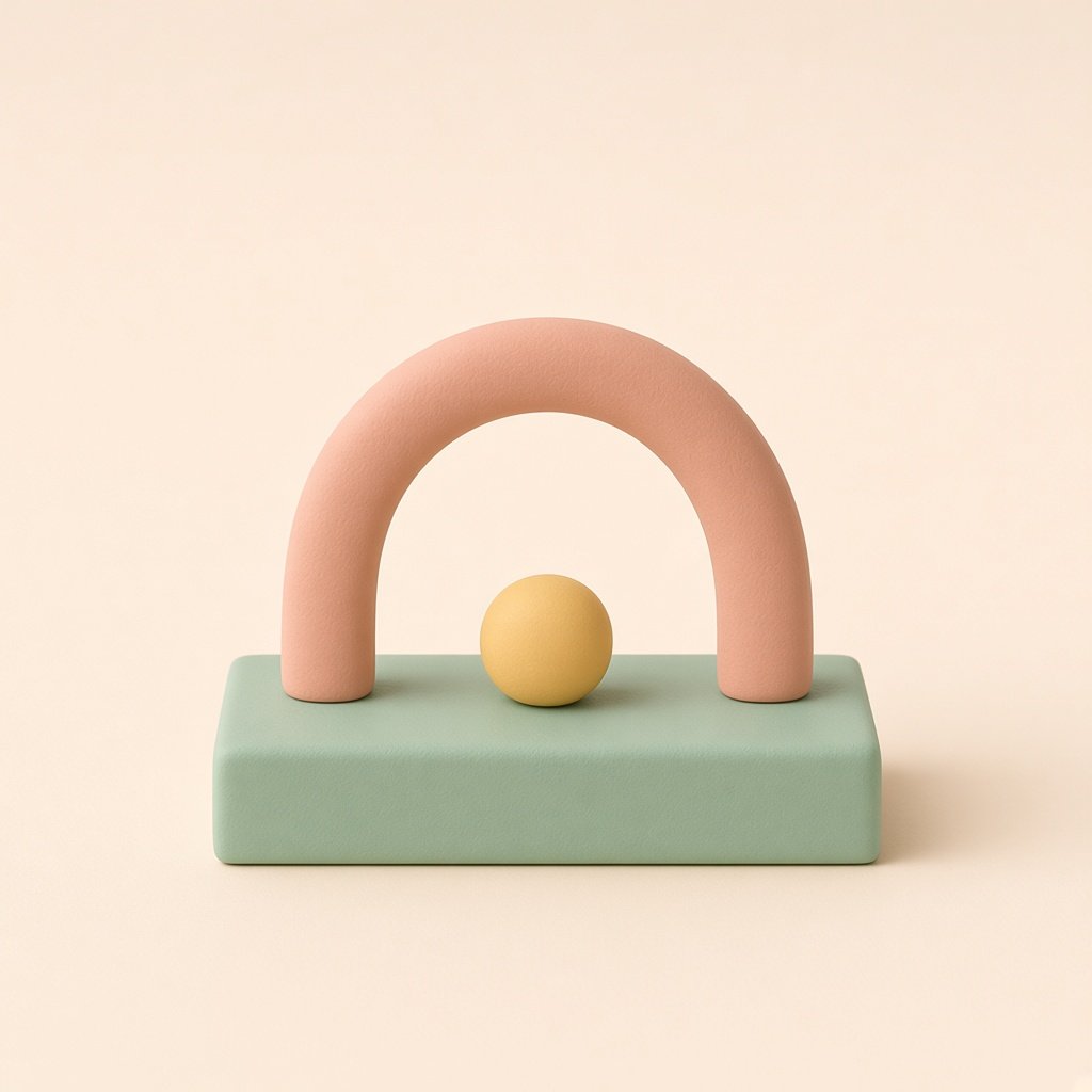 A coral clay arch over a butter bead on a mint base