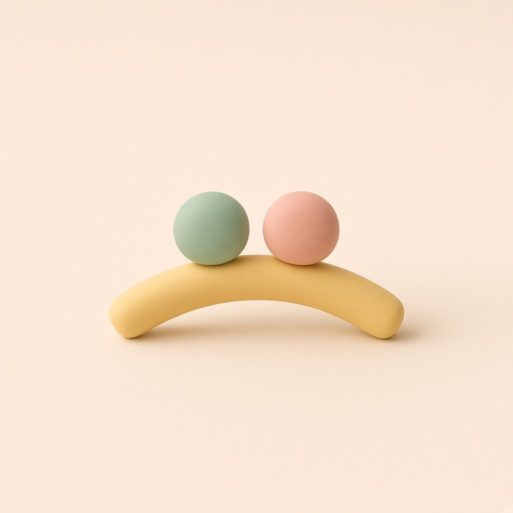 A butter clay arc with two beads