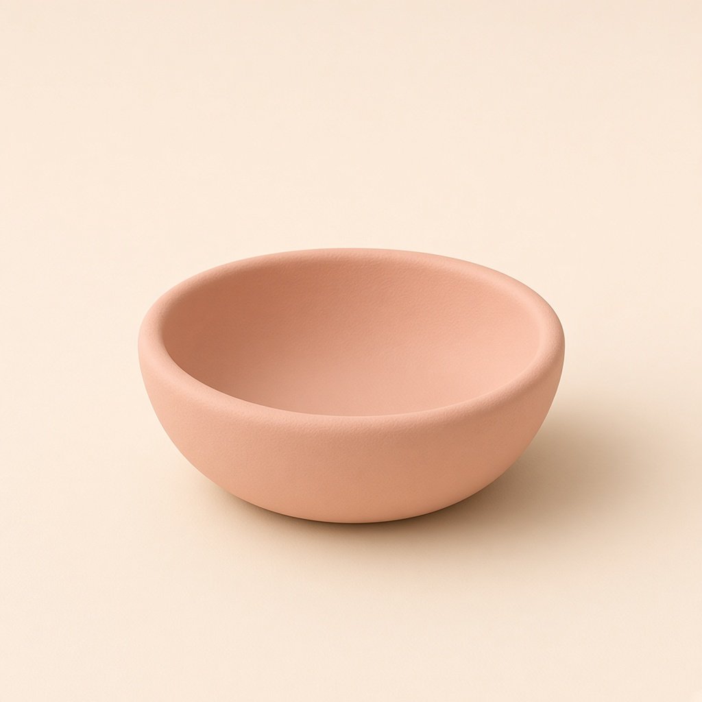 An empty blush clay bowl