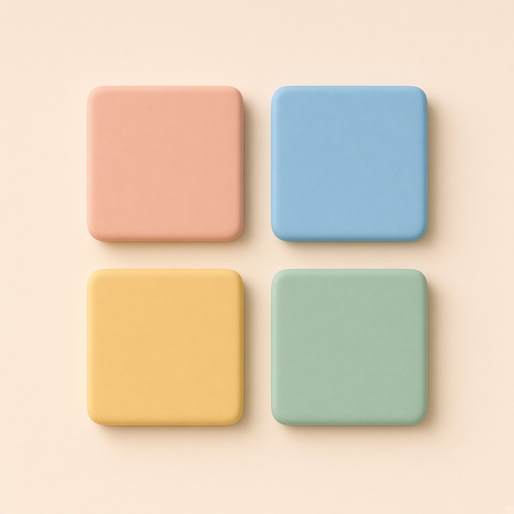 Four pastel clay squares in a grid