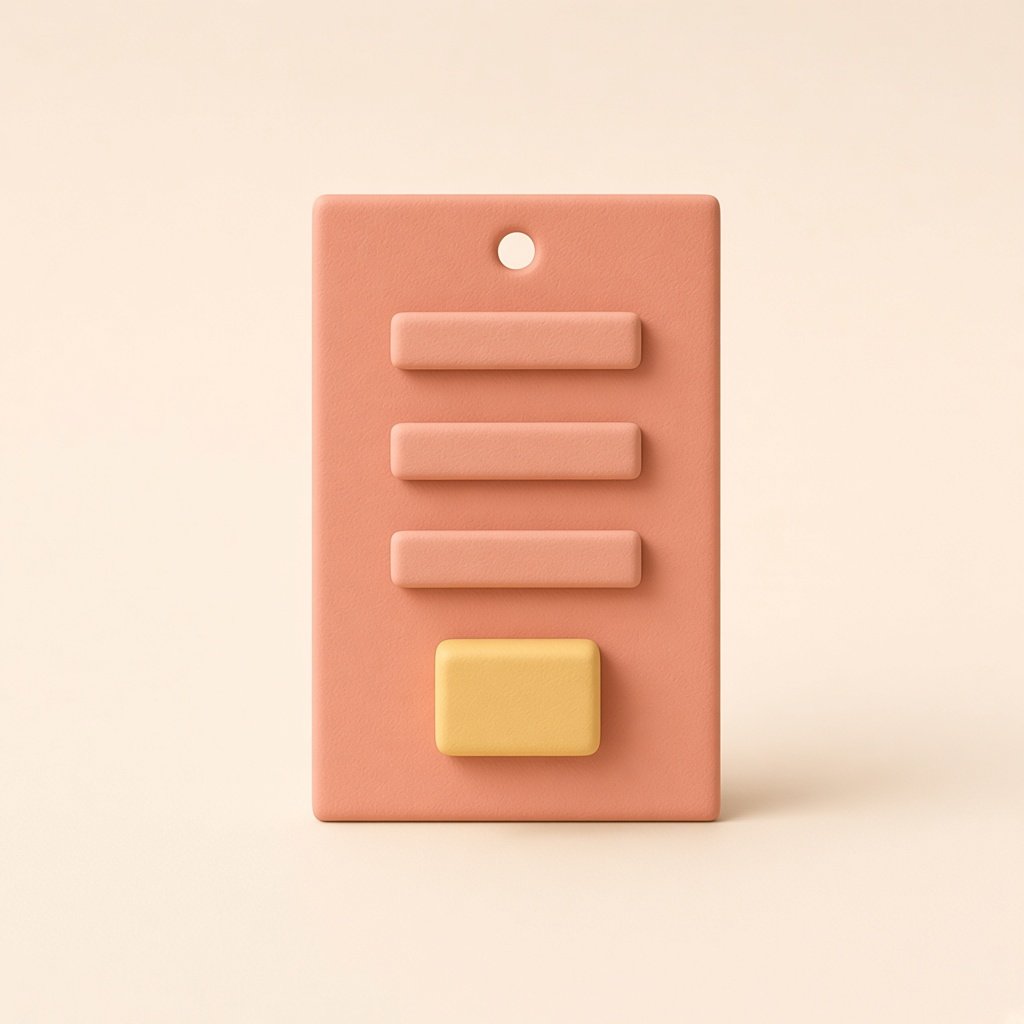 A coral clay tag with a blank face