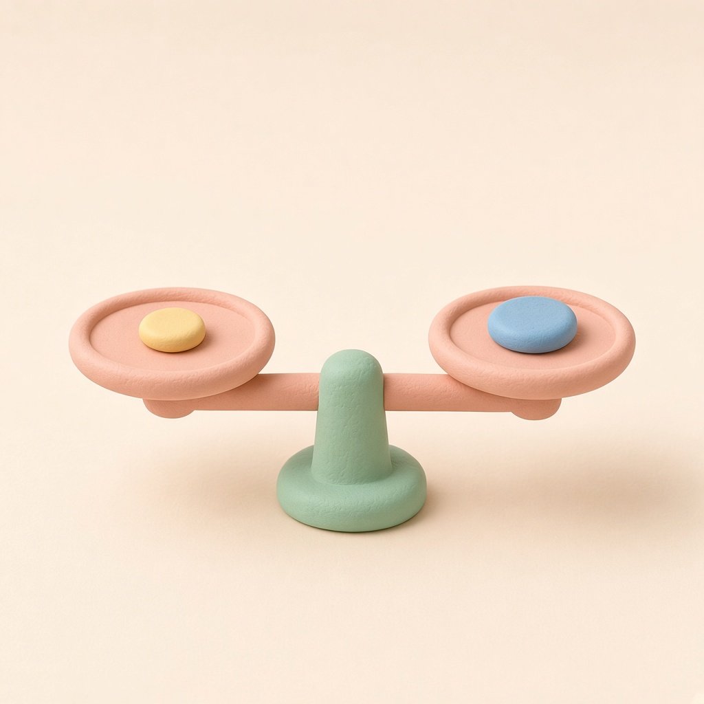 Clay hands holding a coral phone beside a butter clock