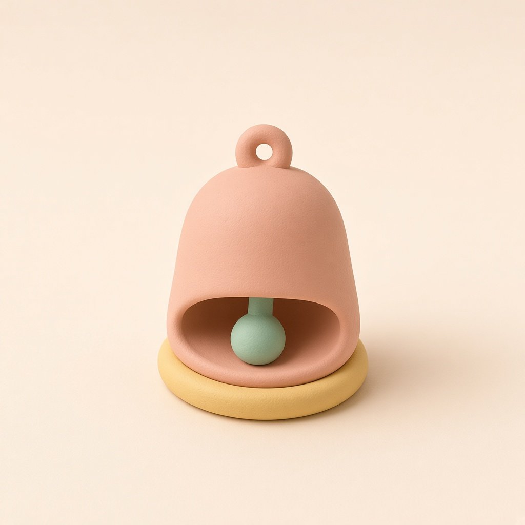 Clay hands holding a coral phone beside a butter clock