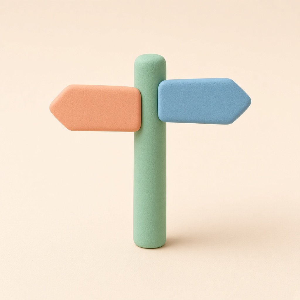 Clay signpost with two blank arrows
