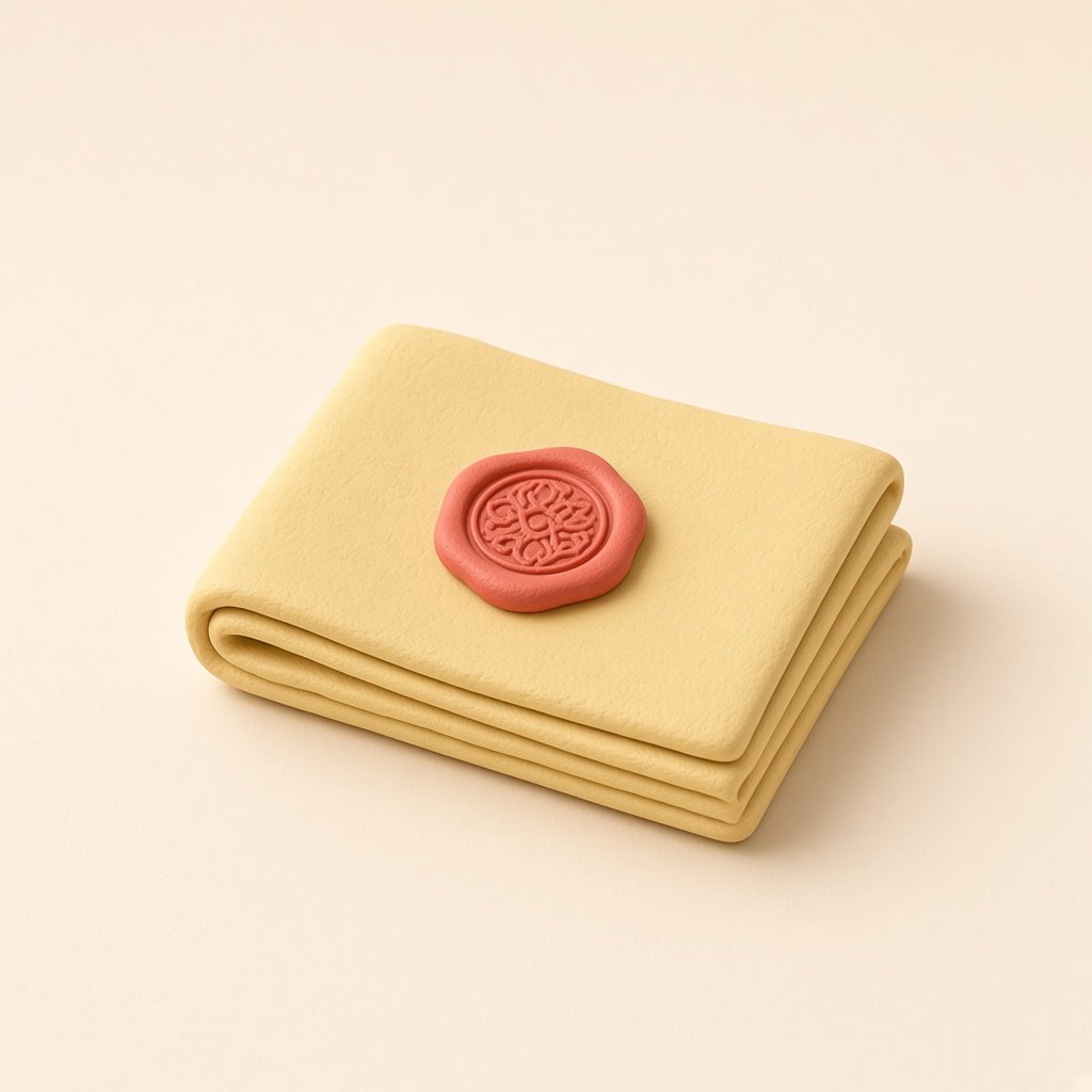 Folded clay sheet with a red seal