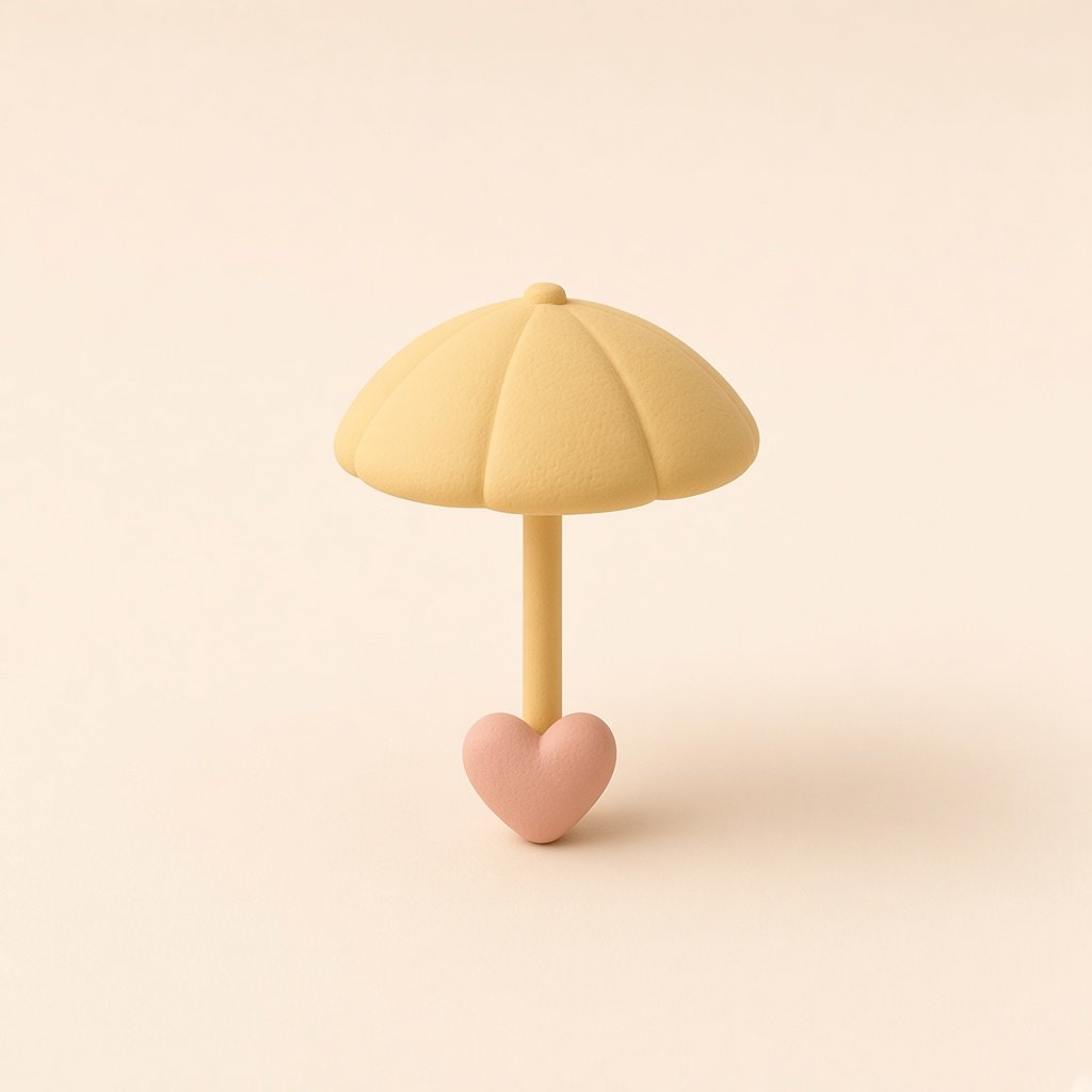 Clay hands holding a coral phone beside a butter clock