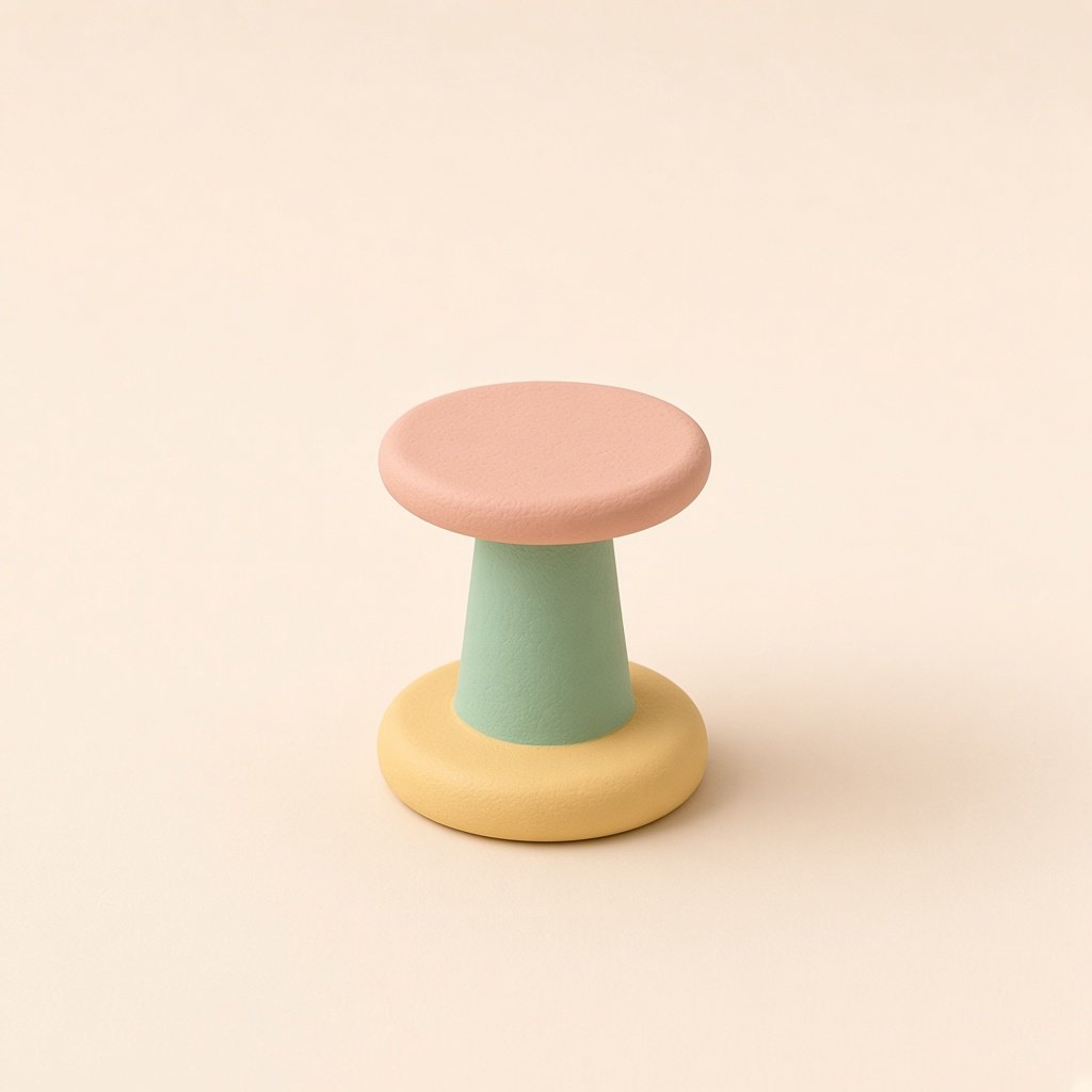 Clay hands holding a coral phone beside a butter clock